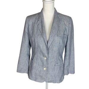 Gordon of Philadelphia Vintage Blue White Striped Two Button Blazer Womens